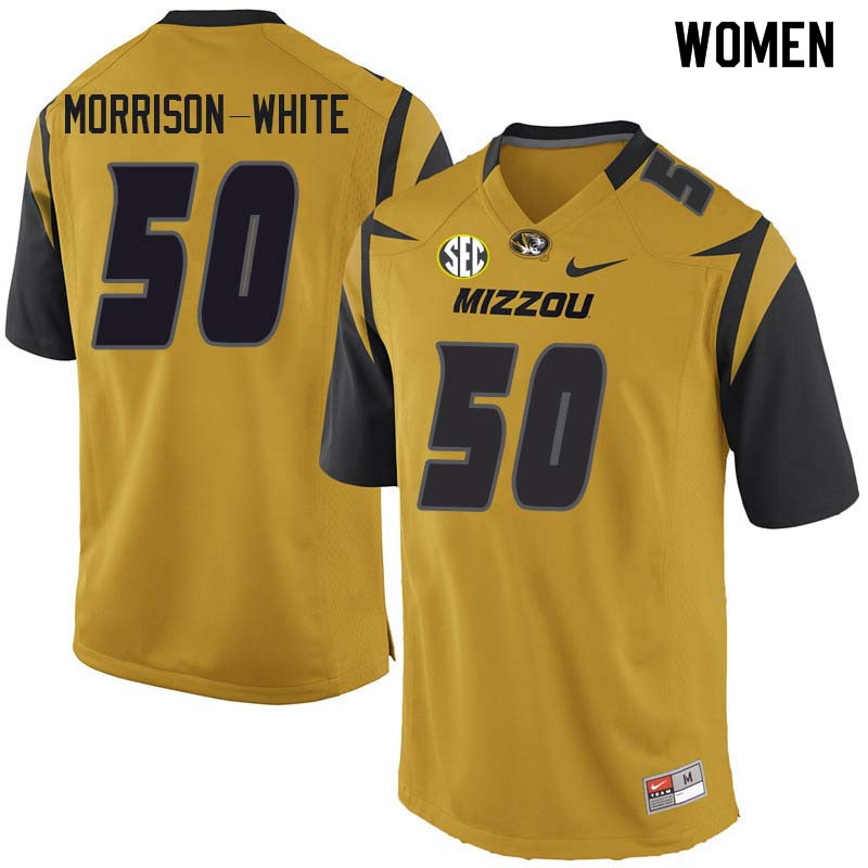 Women #50 Hyrin Morrison-White Missouri Tigers College Football Jerseys Sale-Yellow - Click Image to Close